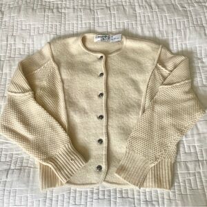 Vintage 100% Wool Cardigan 1980s Woodstock International by Bernard